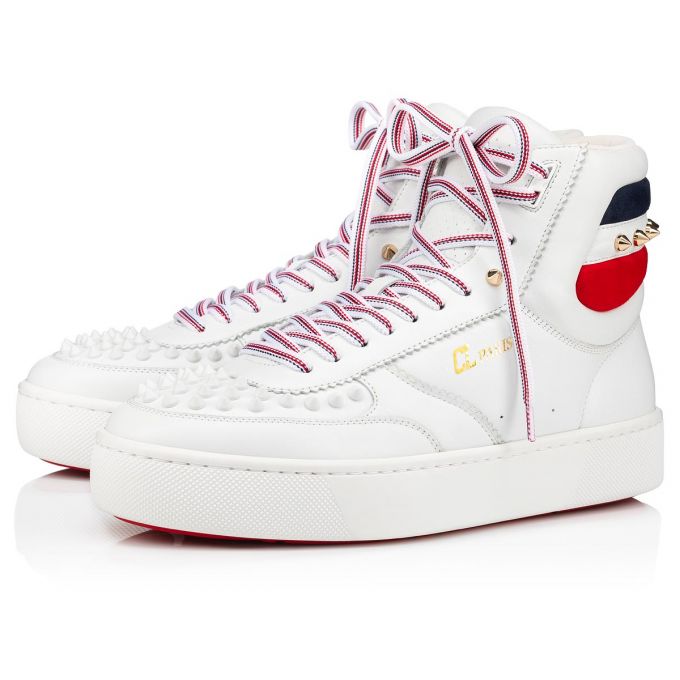 Christian Louboutin Top Rui Spikes Calf Sneakers Sneakers Herre Hvide | DK-88639