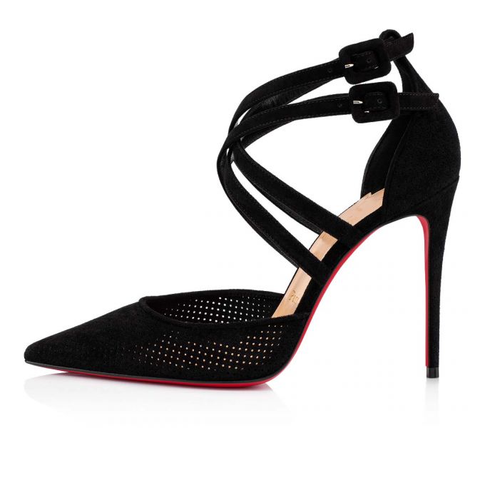 Christian Louboutin Victorilla 100 Veau Velours T Páskové T Strap Dame Sort | DK-19290