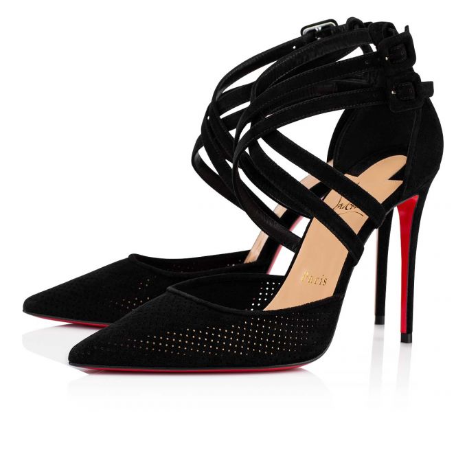 Christian Louboutin Victorilla 100 Veau Velours T Páskové T Strap Dame Sort | DK-19290