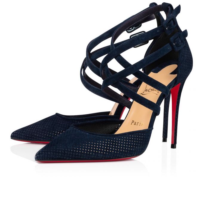 Christian Louboutin Victorilla 100 Veau Velours T Páskové T Strap Dame Blå | DK-98579