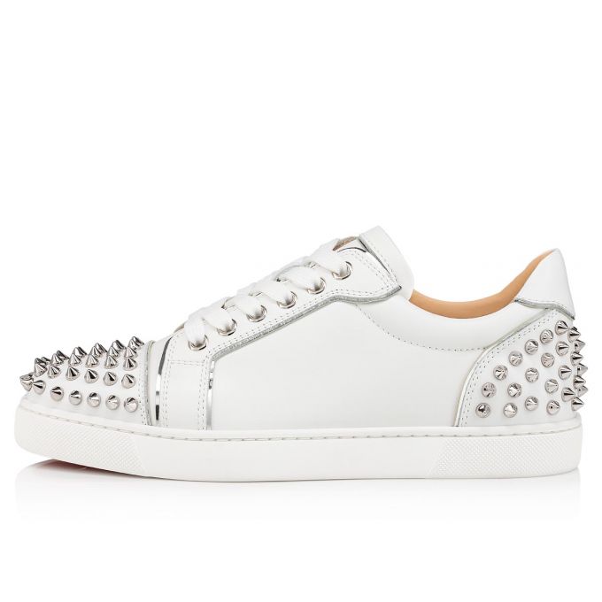 Christian Louboutin Vieira 2 Calf Sneakers Sneakers Dame Hvide Sølv | DK-13938