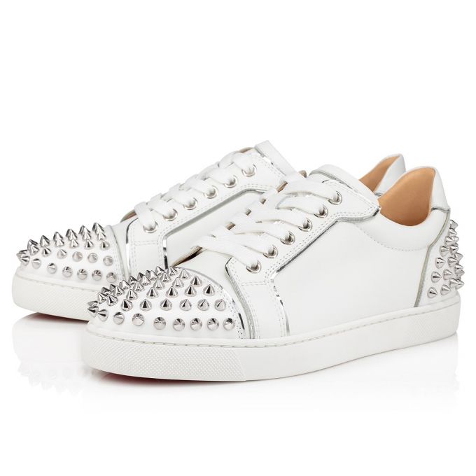 Christian Louboutin Vieira 2 Calf Sneakers Sneakers Dame Hvide Sølv | DK-13938