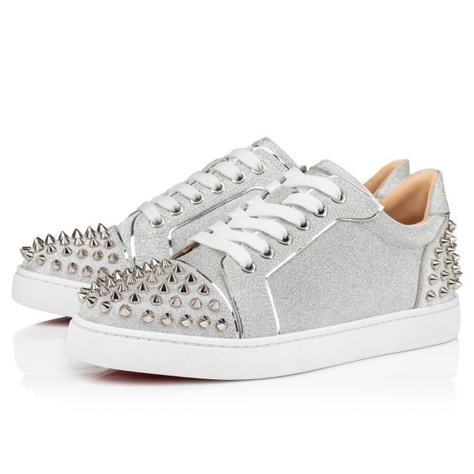 Christian Louboutin Vieira 2 Glitter Sneakers Sneakers Dame Sølv | DK-84108