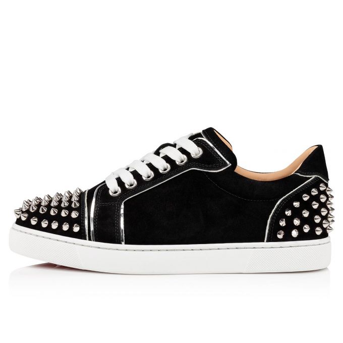 Christian Louboutin Vieira 2 Veau Velours Sneakers Sneakers Dame Sort Sølv | DK-02392