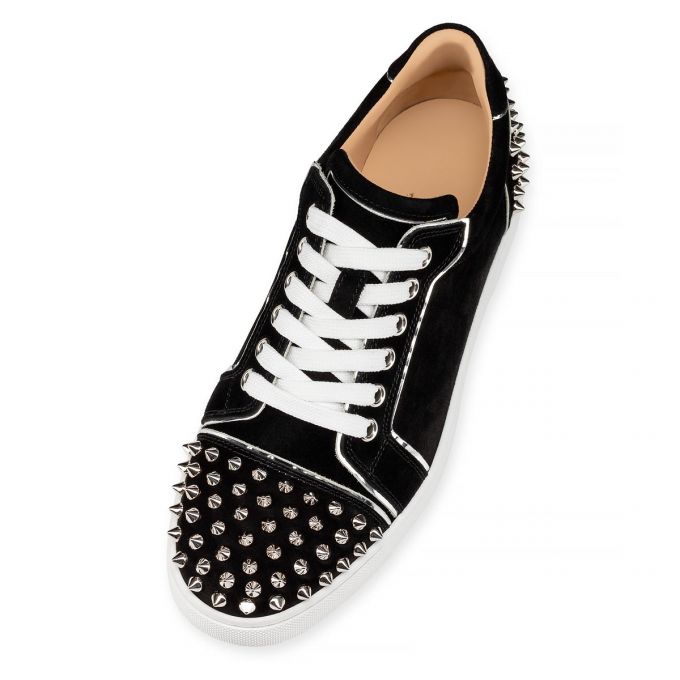 Christian Louboutin Vieira 2 Veau Velours Sneakers Sneakers Dame Sort Sølv | DK-02392