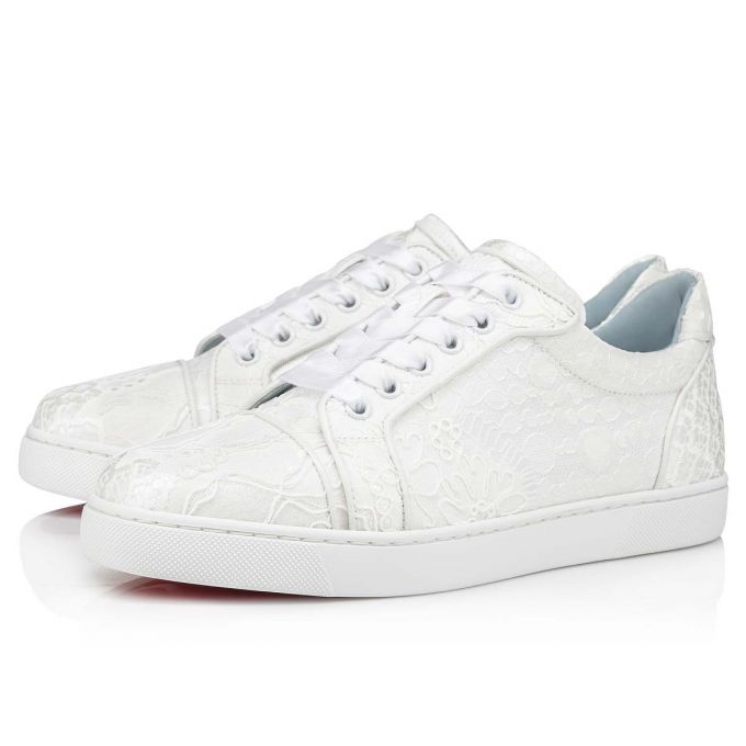 Christian Louboutin Vieira Orlato Blonder Sneakers Sneakers Dame Hvide Blå | DK-53234