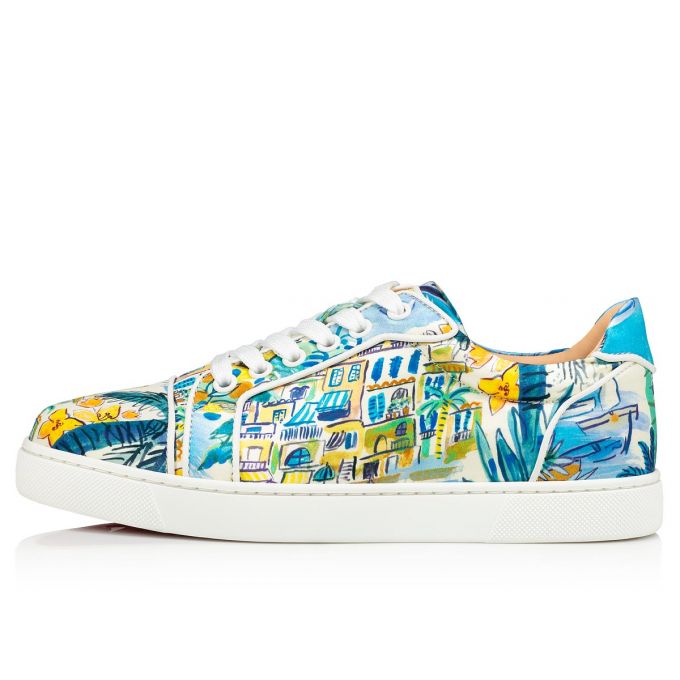 Christian Louboutin Vieira Silk Sneakers Sneakers Dame Flerfarvede Hvide | DK-74011