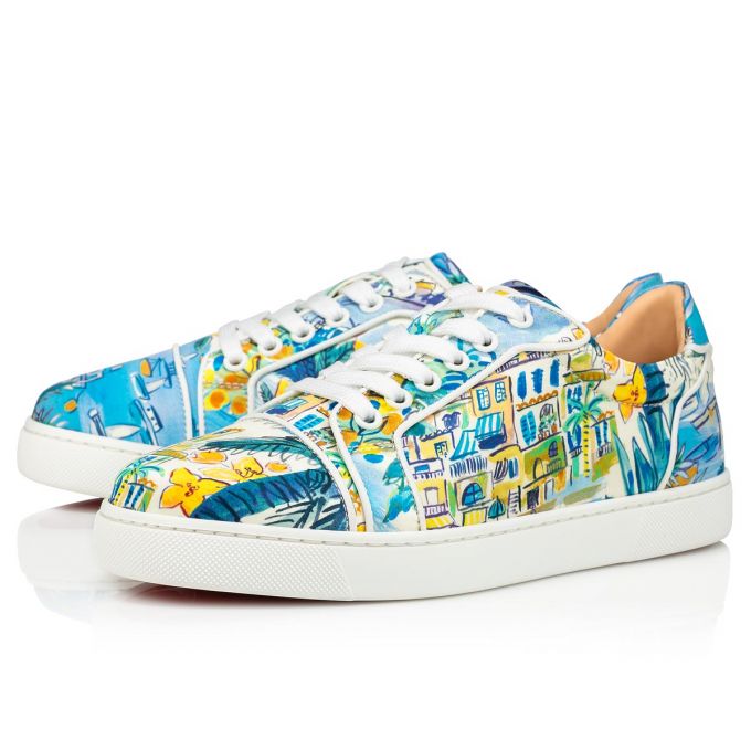 Christian Louboutin Vieira Silk Sneakers Sneakers Dame Flerfarvede Hvide | DK-74011