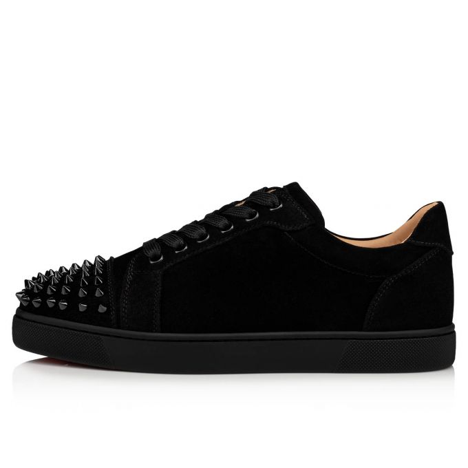 Christian Louboutin Vieira Spikes 000 Veau Velours Sneakers Sneakers Dame Sort | DK-74280