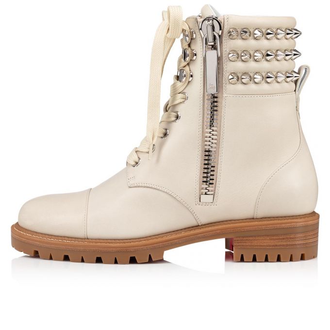 Christian Louboutin Vinter Spikes Calf Boots Støvler Dame Hvide | DK-65703