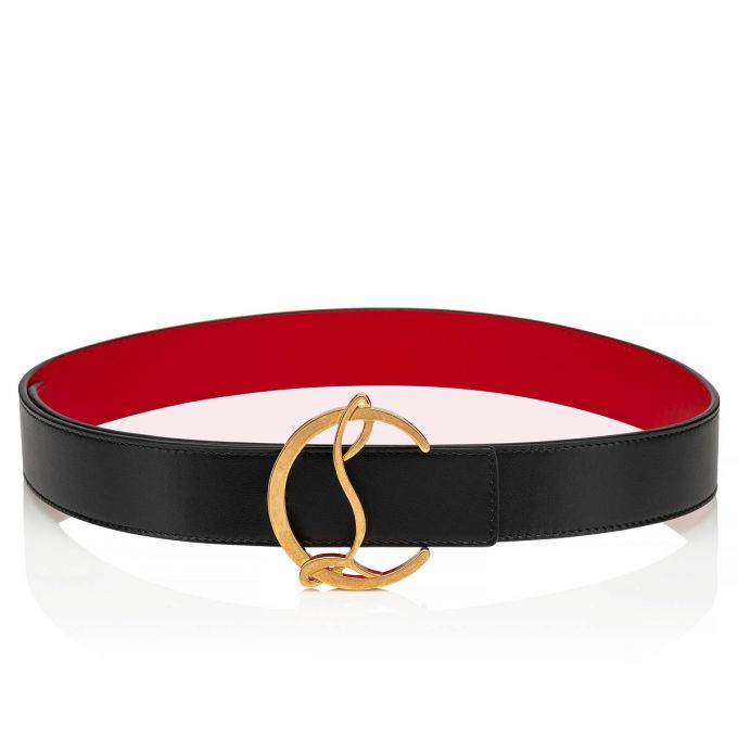 Christian Louboutin W Cl Logo Belt Calf Belts Bælter Dame Sort Guld | DK-94565