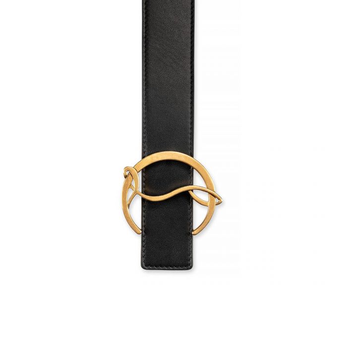 Christian Louboutin W Cl Logo Belt Calf Belts Bælter Dame Sort Guld | DK-94565