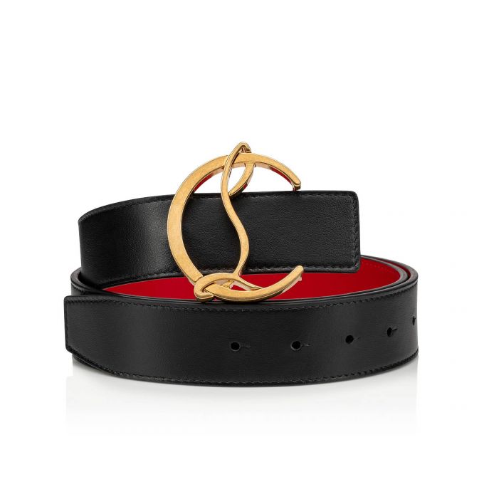 Christian Louboutin W Cl Logo Belt Calf Belts Bælter Dame Sort Guld | DK-94565