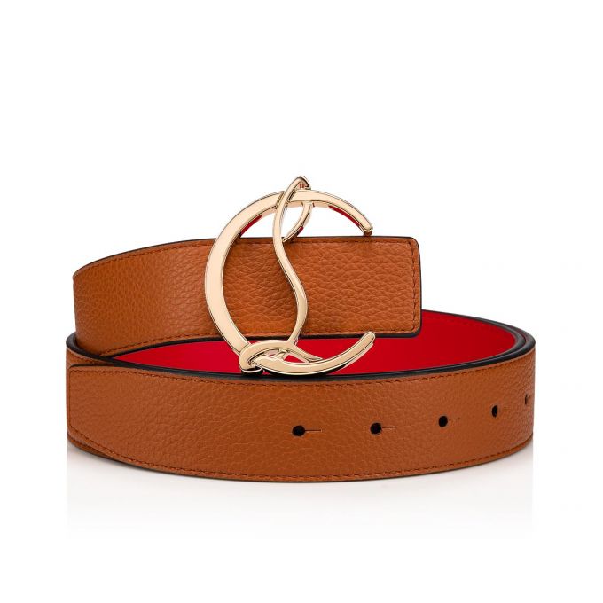 Christian Louboutin W Cl Logo Belt Classic Læder Belts Bælter Dame Brune Guld | DK-14718