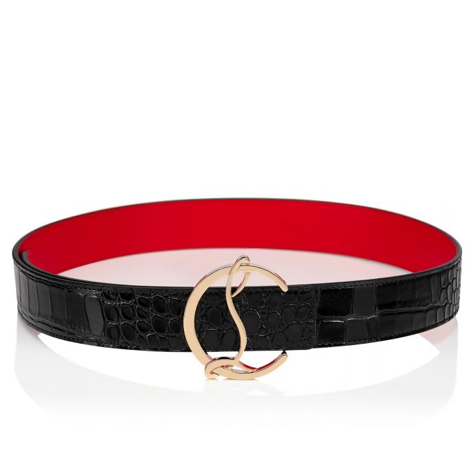 Christian Louboutin W Cl Logo Belt Creative Læder Belts Bælter Dame Sort Guld | DK-78612