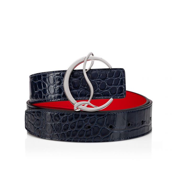 Christian Louboutin W Cl Logo Belt Creative Læder Belts Bælter Dame Blå Sølv | DK-94986