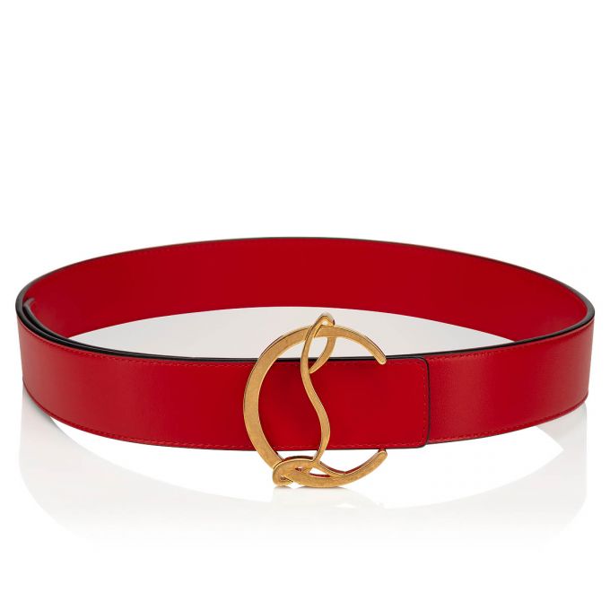 Christian Louboutin W Cl Logo Belt Loubi/Antic Calf Belts Bælter Dame Rød Guld | DK-01031