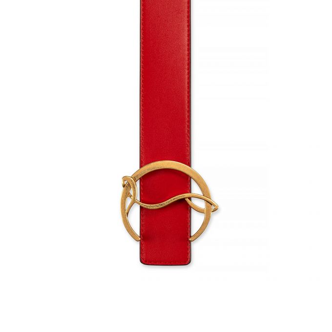 Christian Louboutin W Cl Logo Belt Loubi/Antic Calf Belts Bælter Dame Rød Guld | DK-01031