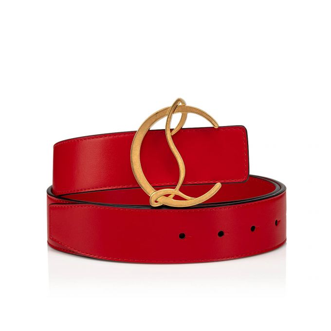 Christian Louboutin W Cl Logo Belt Loubi/Antic Calf Belts Bælter Dame Rød Guld | DK-01031