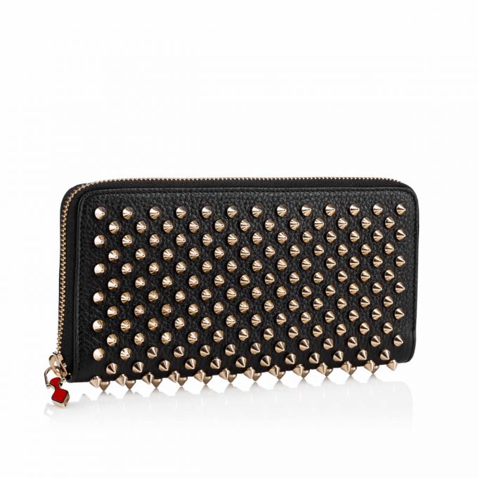 Christian Louboutin W Panettone Wal Classic Læder Wallets Pung Dame Sort Guld | DK-18584