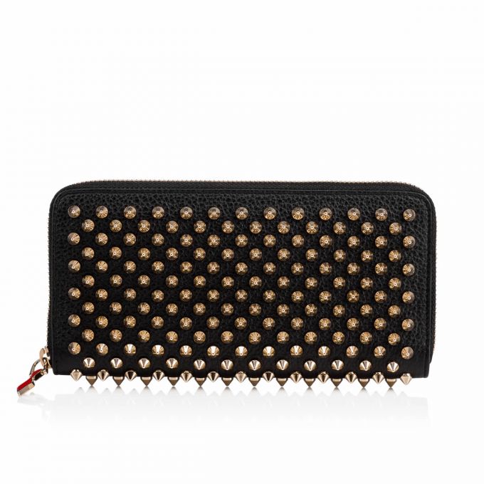 Christian Louboutin W Panettone Wal Classic Læder Wallets Pung Dame Sort Guld | DK-18584