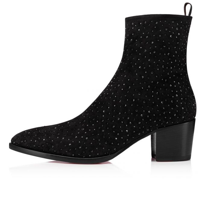 Christian Louboutin William Zip Creative Læder Booty Støvler Herre Sort | DK-41985