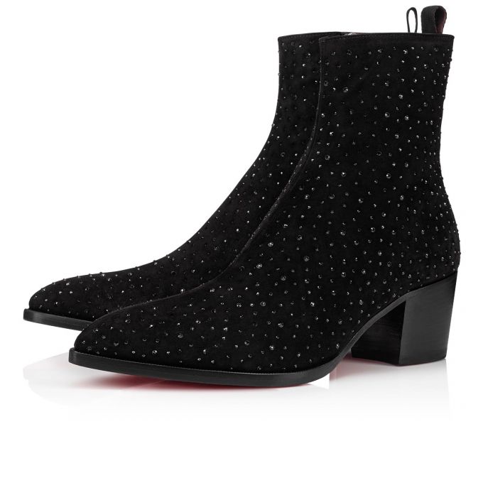 Christian Louboutin William Zip Creative Læder Booty Støvler Herre Sort | DK-41985