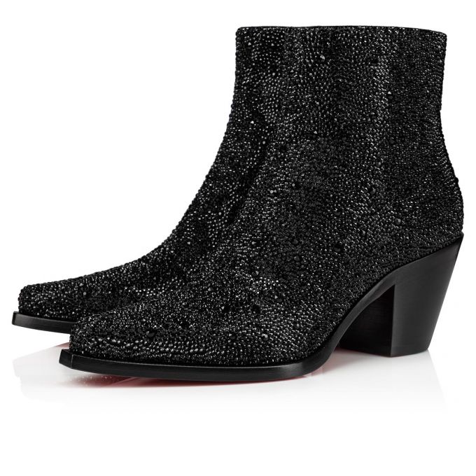 Christian Louboutin With My Strass 65 Ruskind Boots Støvler Dame Sort | DK-04241