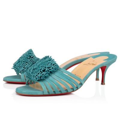 Christian Louboutin Belbrossa 55 Veau Velours Sandals Sandaler Dame Blå | DK-04035