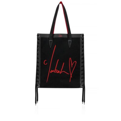 Christian Louboutin Cabalace Small Creative Fabric Tote Bags Muleposer Dame Sort Rød | DK-30121