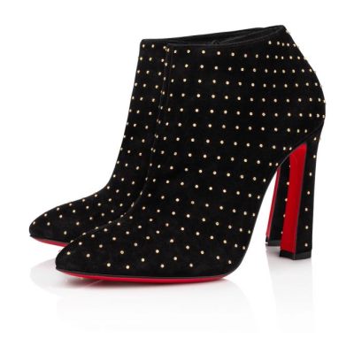 Christian Louboutin Eleonor Plume 100 Veau Velours Boots Støvler Dame Sort Guld | DK-41103