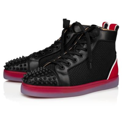 Christian Louboutin Fun Lou Spikes 000 Version Mesh Sneakers Sneakers Herre Sort Rød | DK-21450