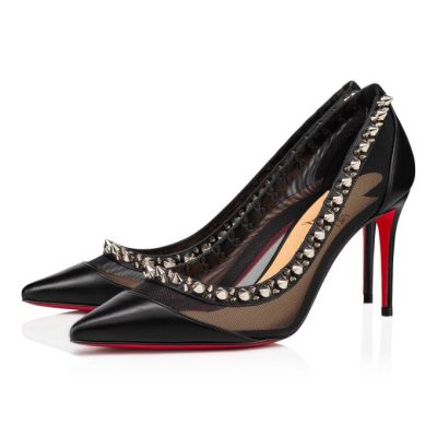 Christian Louboutin Galativi Spikes 85 Fishnet Pumps Pumps Dame Sort Sølv | DK-56368