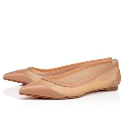 Christian Louboutin Galativi Version Classic Fabric Flats Flats Dame Beige | DK-90294