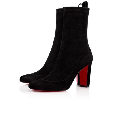 Christian Louboutin Gena Bootie 085 85 Veau Velours Boots Støvler Dame Sort | DK-51906