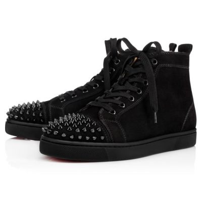 Christian Louboutin Lou Spikes 000 Ruskind Sneakers Sneakers Herre Sort | DK-82139