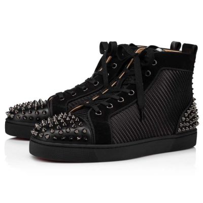 Christian Louboutin Lou Spikes 2 Bomulds Sneakers Sneakers Herre Sort | DK-96137