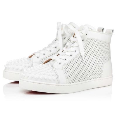 Christian Louboutin Lou Spikes Calf Sneakers Sneakers Dame Hvide | DK-34367