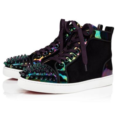 Christian Louboutin Lou Spikes Version Veau Velours Sneakers Sneakers Dame Sort | DK-57458