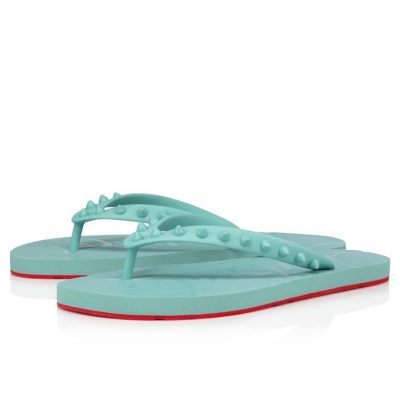 Christian Louboutin Loubi Flip Plastic Finish Flats Flats Dame Lyseblå | DK-21838