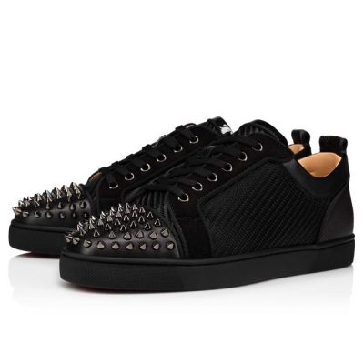 Christian Louboutin Louis Junior Spikes Orlato Bomulds Sneakers Sneakers Herre Sort | DK-75198