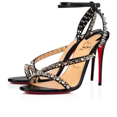 Christian Louboutin Mafaldina Spikes 100 Sandals Sandaler Dame Sort Sølv | DK-07834