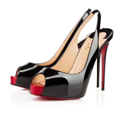 Christian Louboutin Private Number 120 120 Lak Platforms Platforms Dame Sort Rød | DK-32480