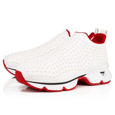 Christian Louboutin Spike-sock 000 Mat Neopren Sneakers Sneakers Herre Hvide Rød | DK-95597