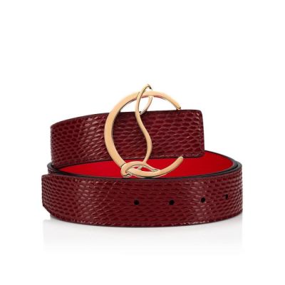 Christian Louboutin W Cl Logo Belt Creative Læder Belts Bælter Dame Bordeaux Guld | DK-49546