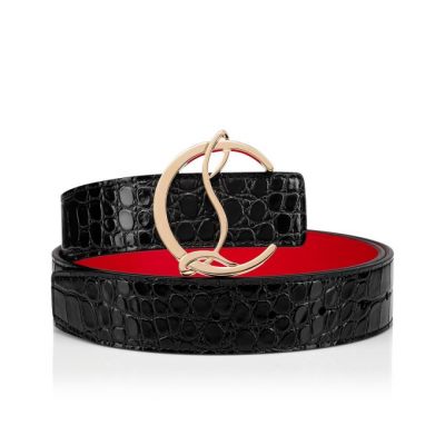 Christian Louboutin W Cl Logo Belt Creative Læder Belts Bælter Dame Sort Guld | DK-78612